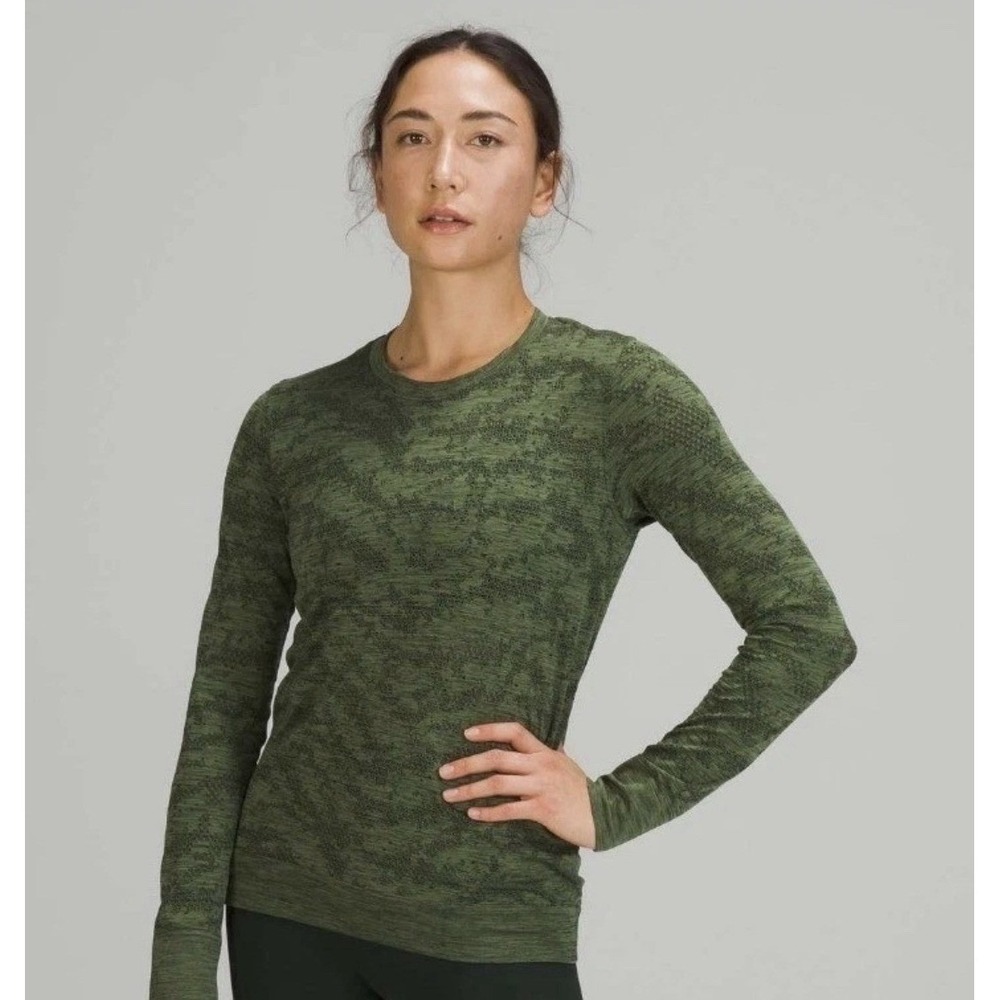 Lululemon Swiftly Breathe Long Sleeve Rainforest Green Camo Shirt Size 4 (sm)